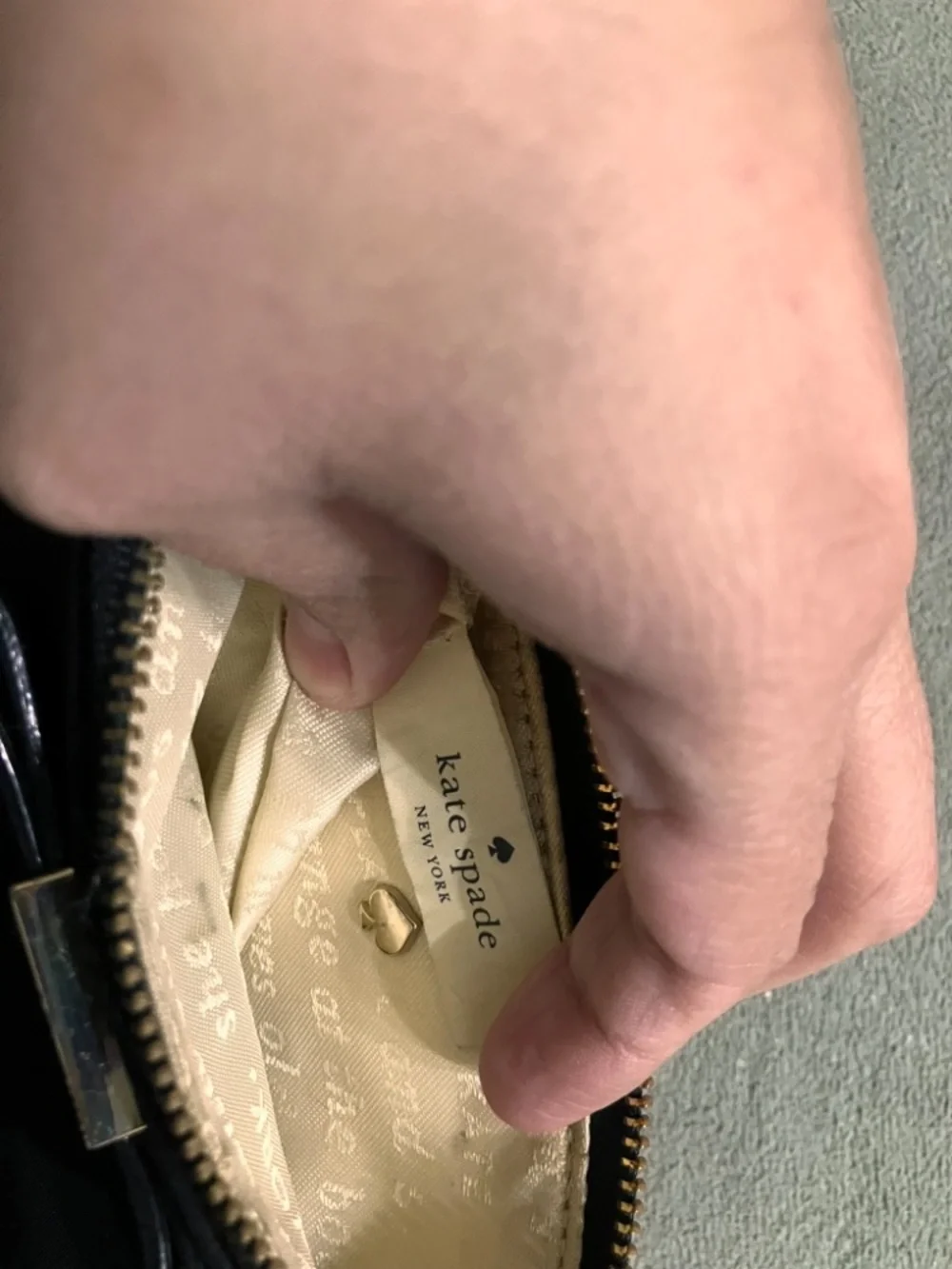 Kate Spade Black Wristlet Clutch with Cream Interior